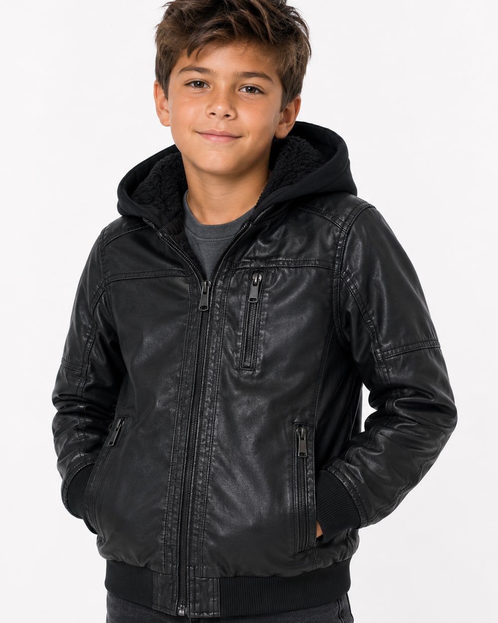 Boys’ Faux Leather Jacket #811