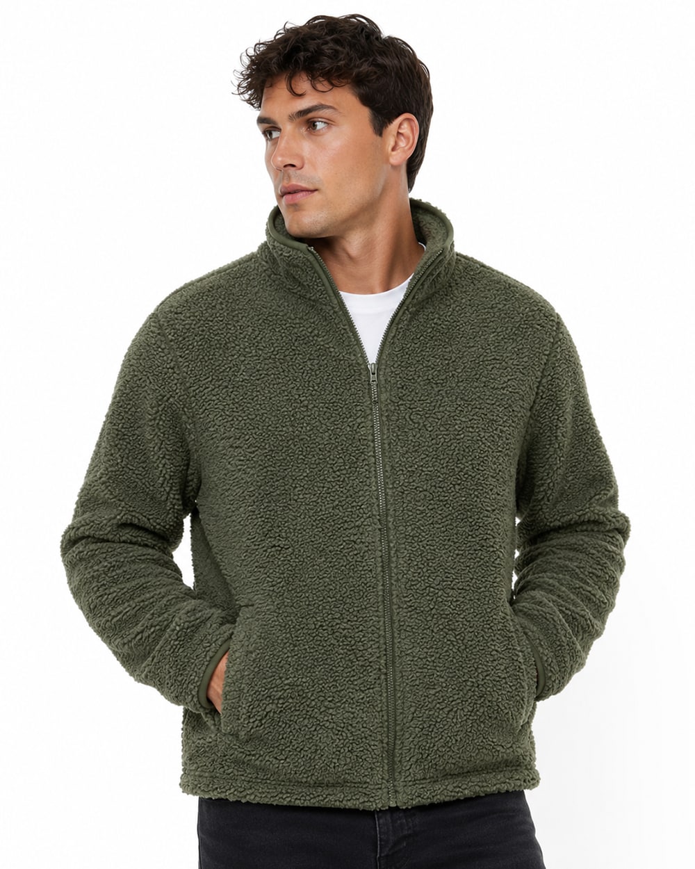 Men's Full-Zip Sherpa Fleece Jacket #J13