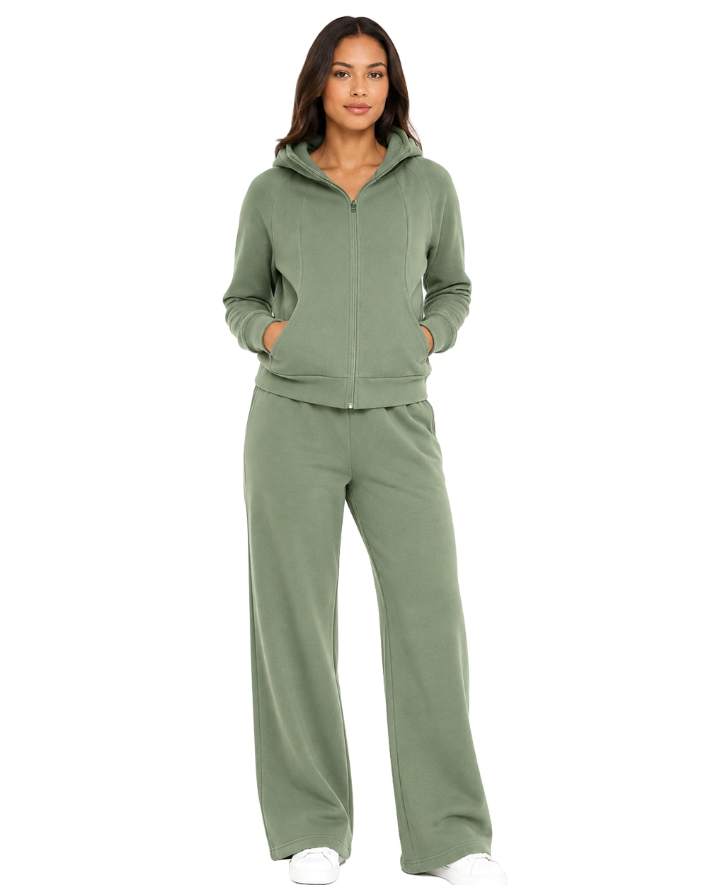 Women’s Zip-Up Jacket & Wide-Leg Pants Set #13