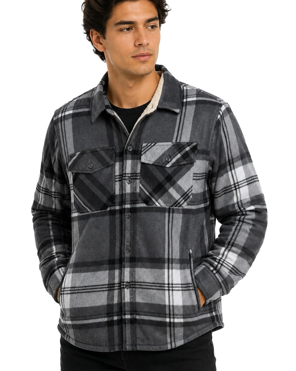 Men's Shacket with Sherpa Lining #634