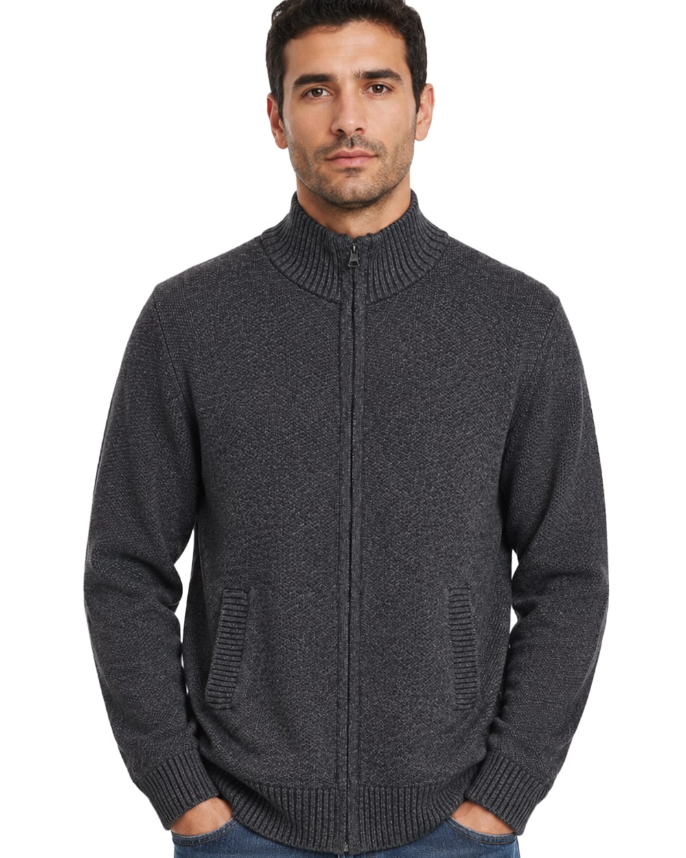 Men's Zip Up Bonded Sweater Plus Size