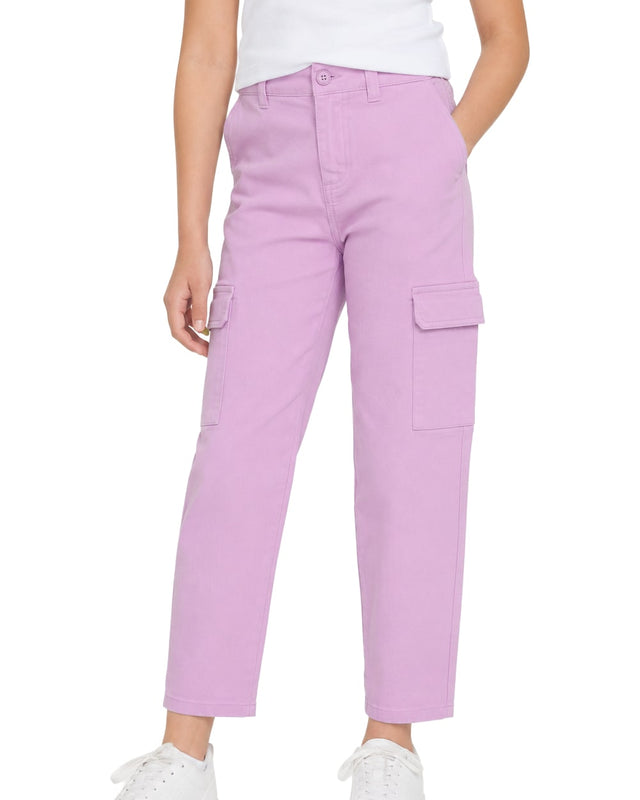 Girls' Skinny Twill Pants with Cargo Pockets #B05