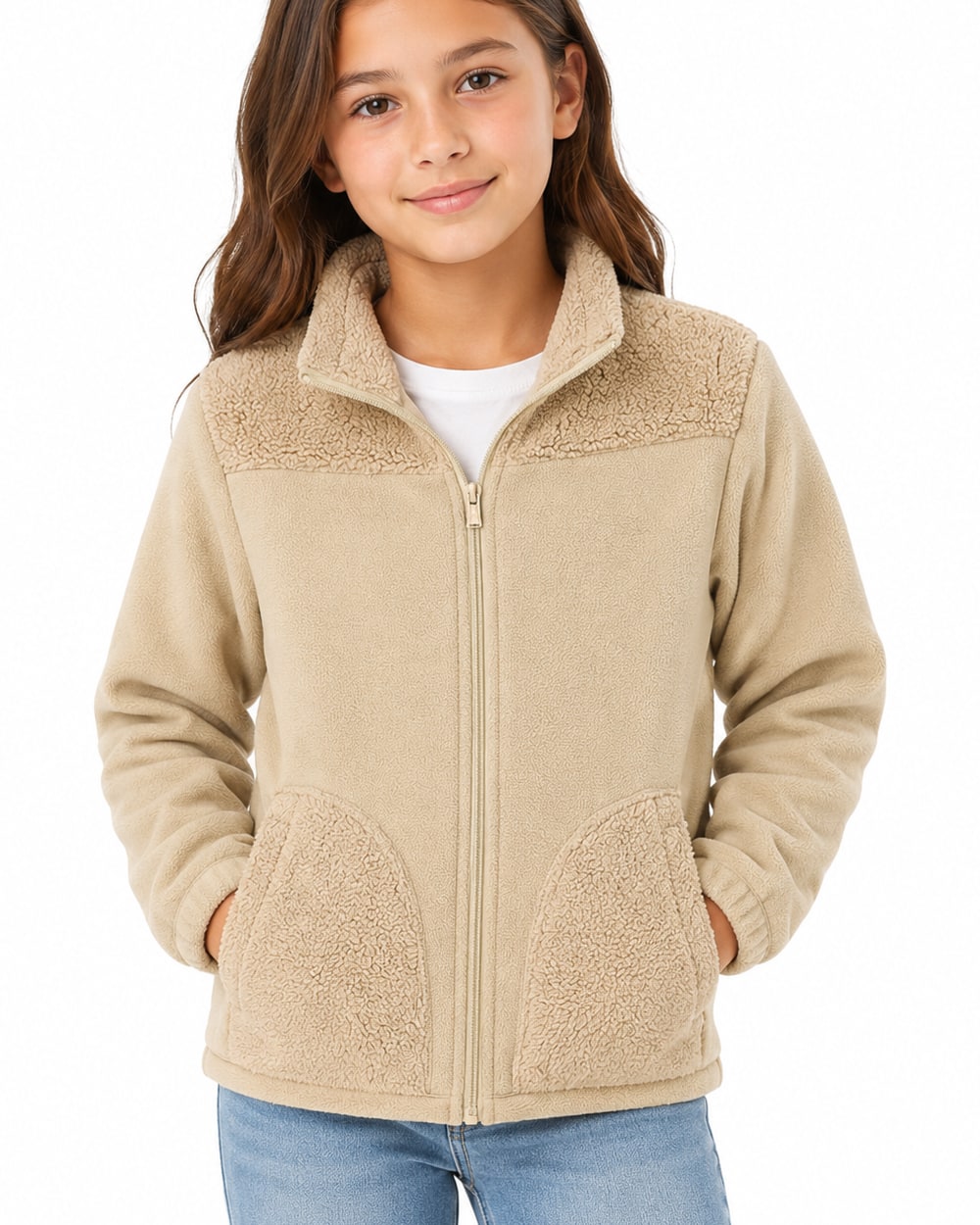 Girls’ Micropolar Sherpa Fleece Zip-Up Jacket #53