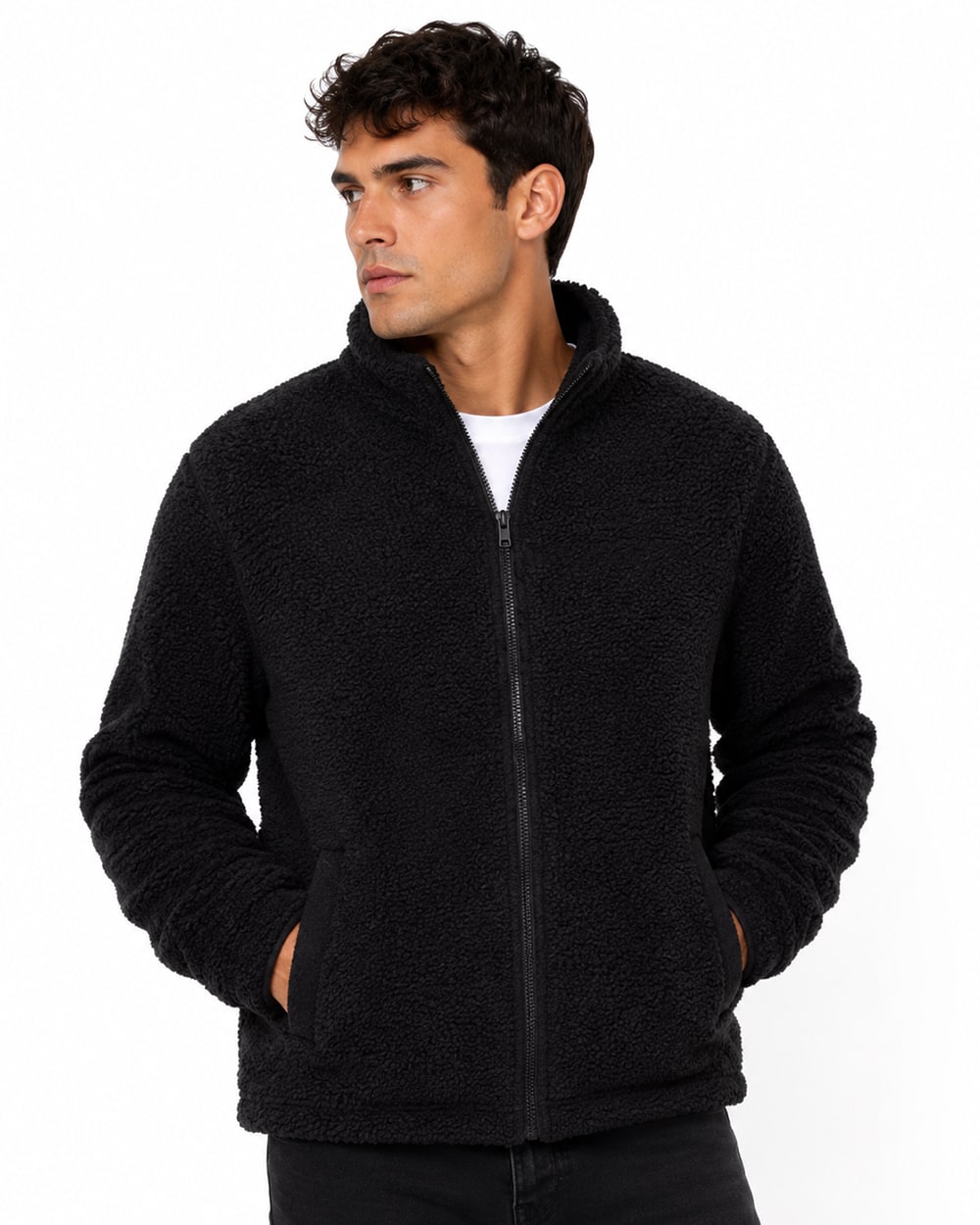 Men's Full-Zip Sherpa Fleece Jacket #J13
