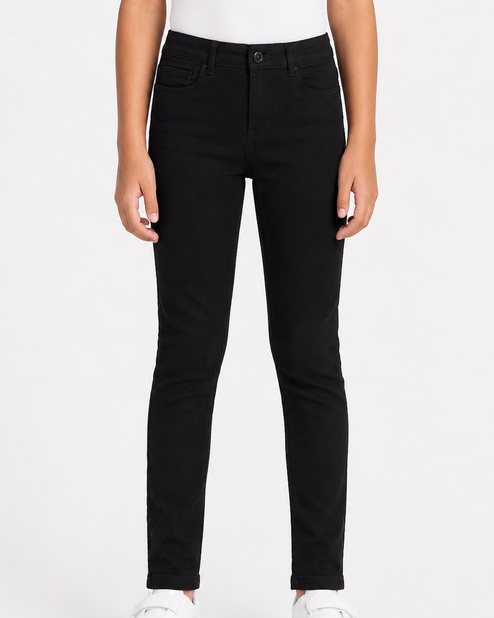 Girls’ Skinny Black Twill Pants #01