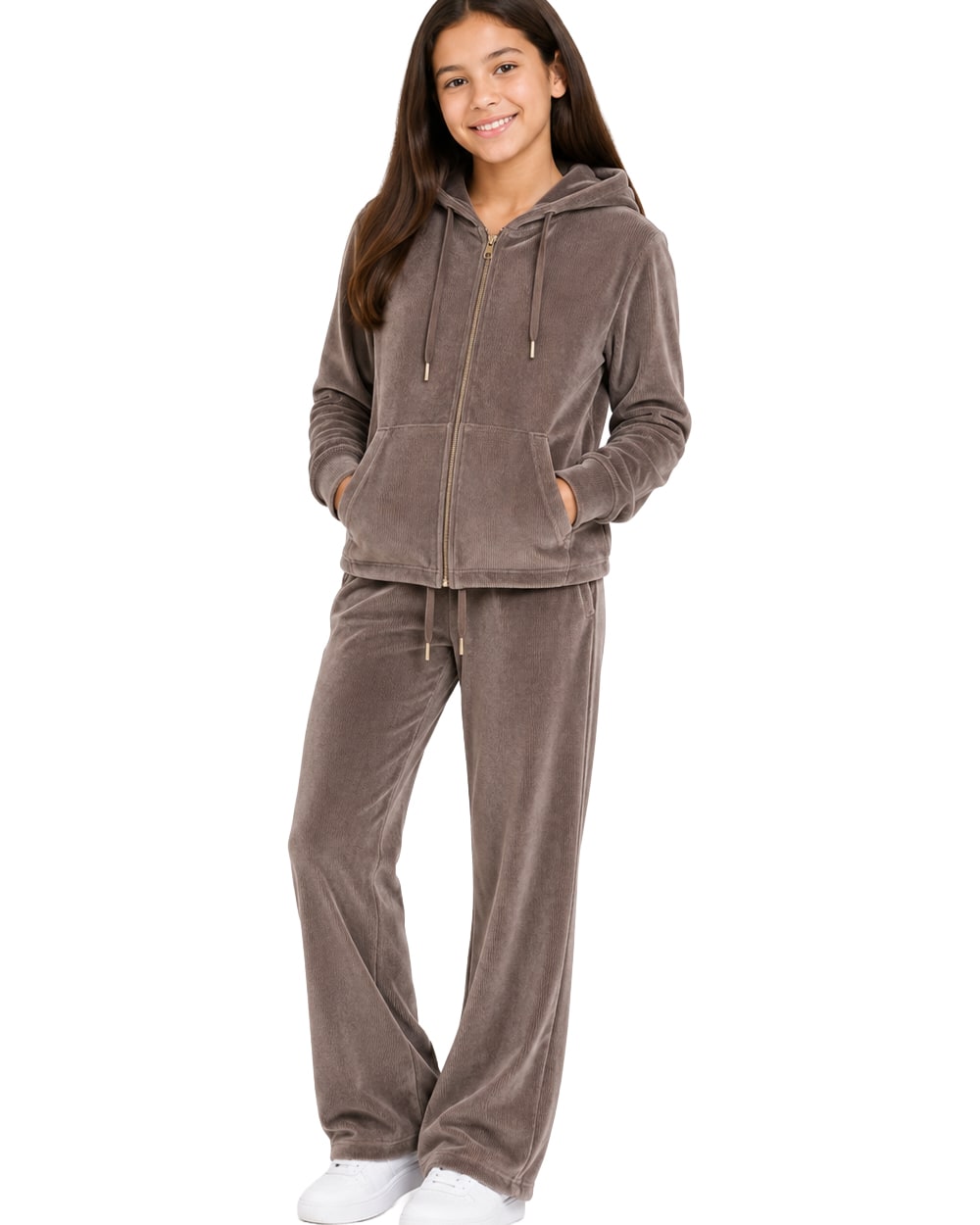 Girls' Corduroy Hoodie & Pants Set #C01