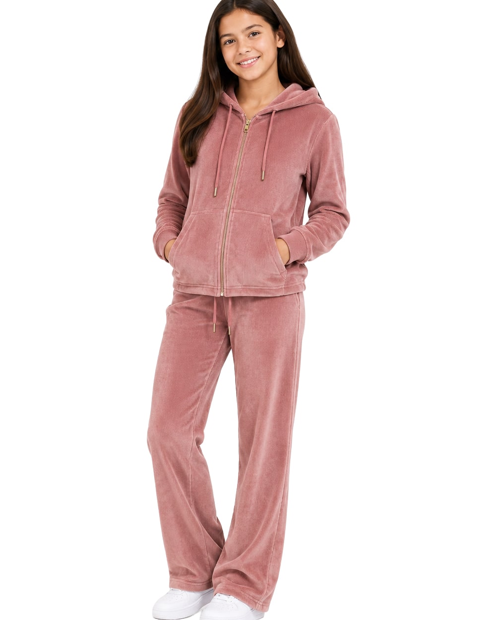 Girls' Corduroy Hoodie & Pants Set #C01