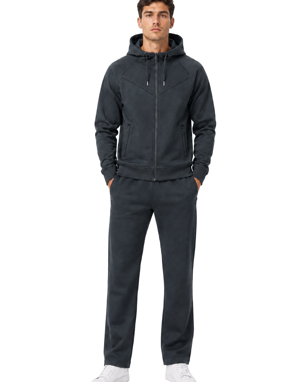 Men’s Textured Full-Zip Hooded Tracksuit Set #T18