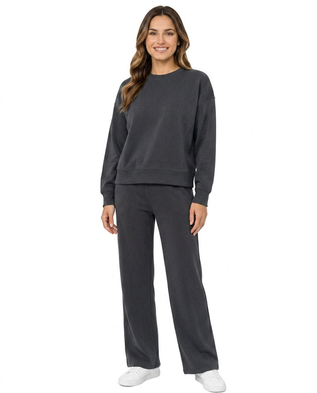 Crewneck Sweater & Wide-Leg Pants Set #606