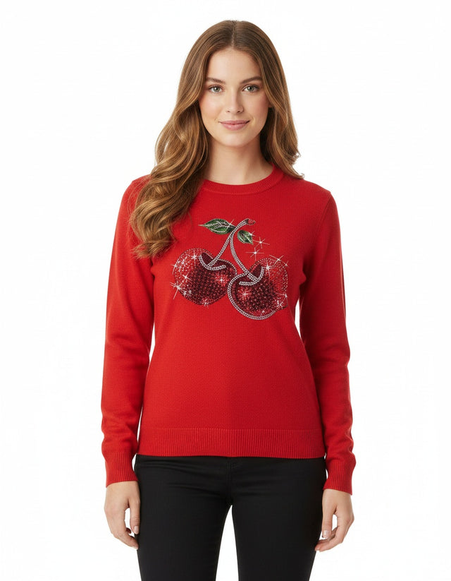 Crewneck Cherry Sweater