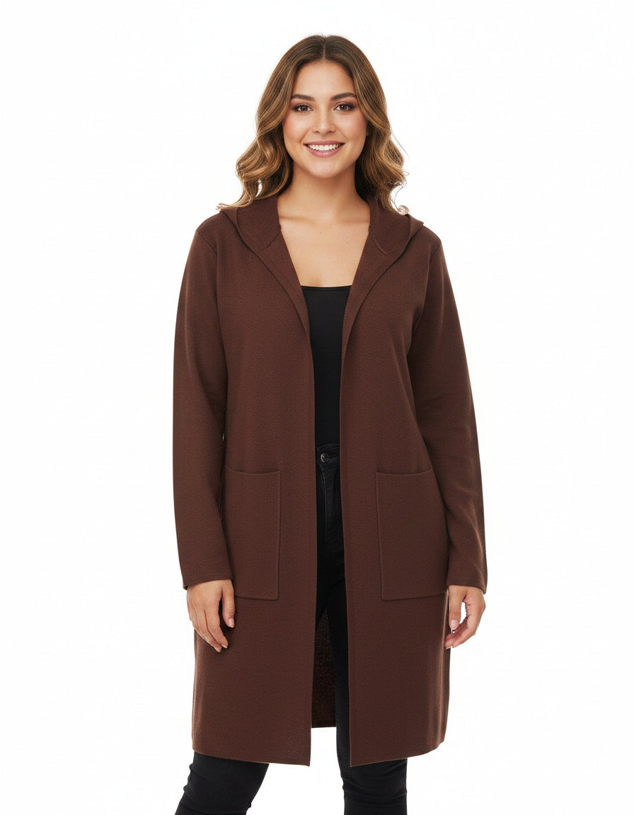 Hooded Cardigan with Front Pockets