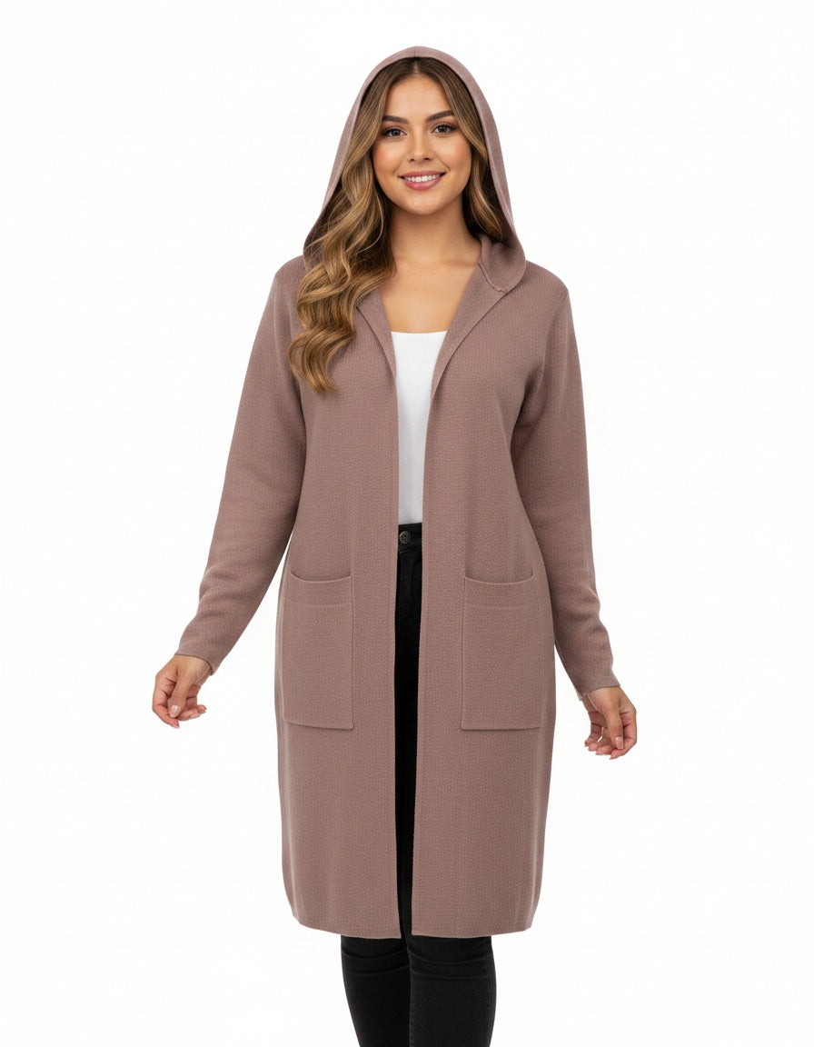 Hooded Cardigan with Front Pockets
